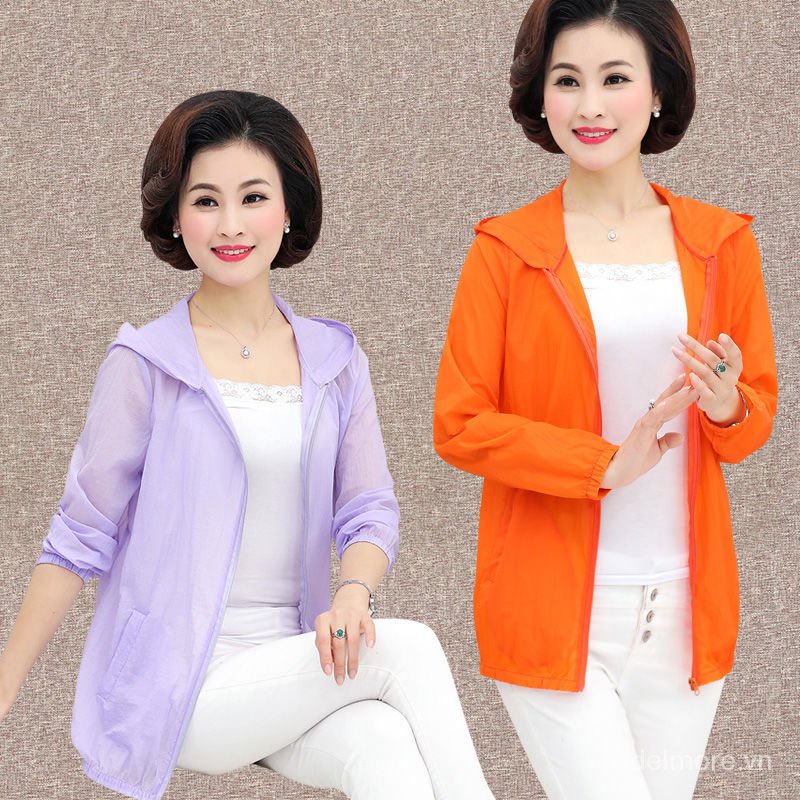Áo khoác chống nắng vải mỏng cỡ lớn thời trang xuân hè cho phụ nữ trung niên 2021