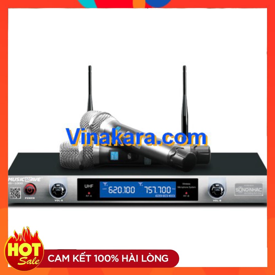 Bộ micro không dây Music Wave HS-1080 sóng mạnh, hát nhẹ - Hàng chất lượng