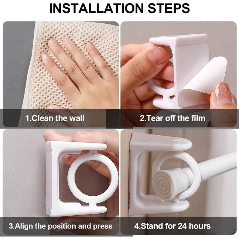 Set 2 Giá Đỡ Rèm Cửa Hình Tam Giác Có Thể Điều Chỉnh Xoay 360 Độ