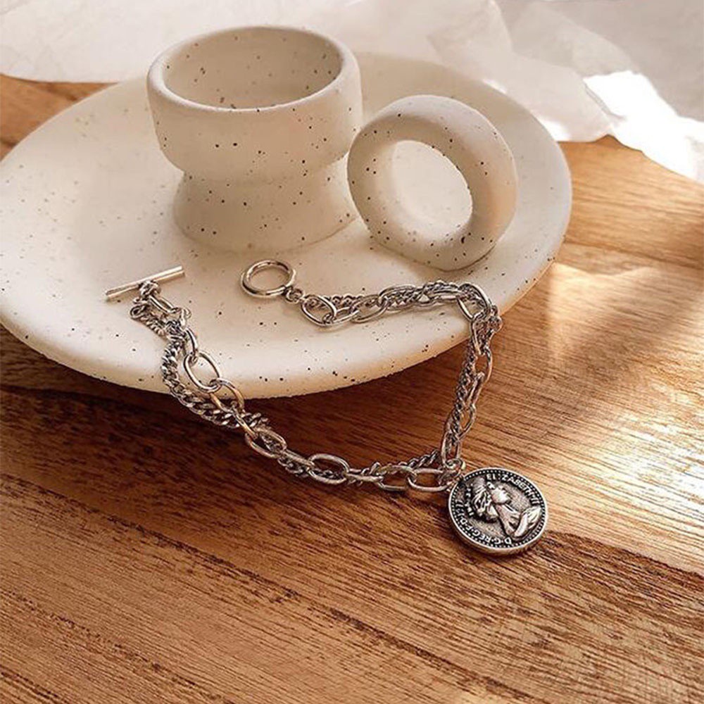 Vòng Đeo Tay Hai Lớp Dày Dặn Phong Cách Punk Cổ Điển Thời Trang Cho Nam Và Nữ