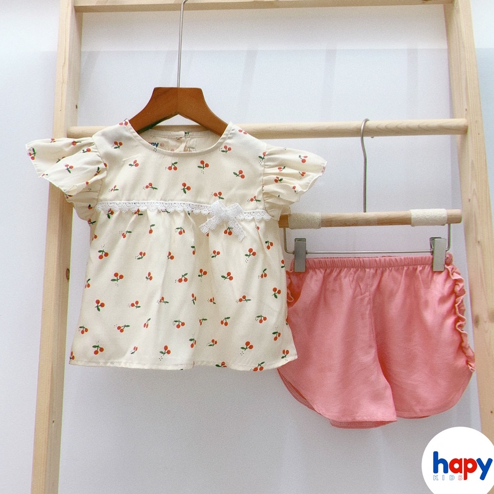Bộ bé gái Hapykids chất đũi xước, cho bé gái từ 0-5 tuổi (B22.04)