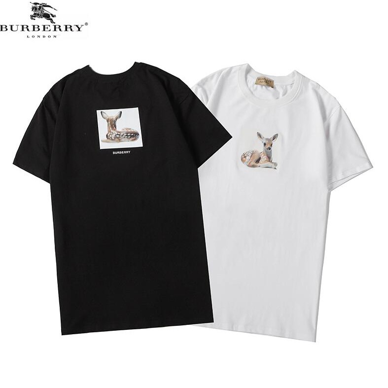 Áo Thun Cotton Tay Ngắn In Họa Tiết Burberry Thời Trang Cho Nam Và Nữ