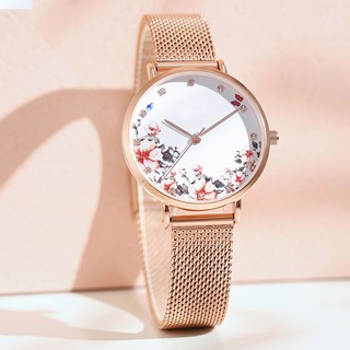 Đồng hồ nữ dây kim loại Aborni Hoa Thanh Lịch