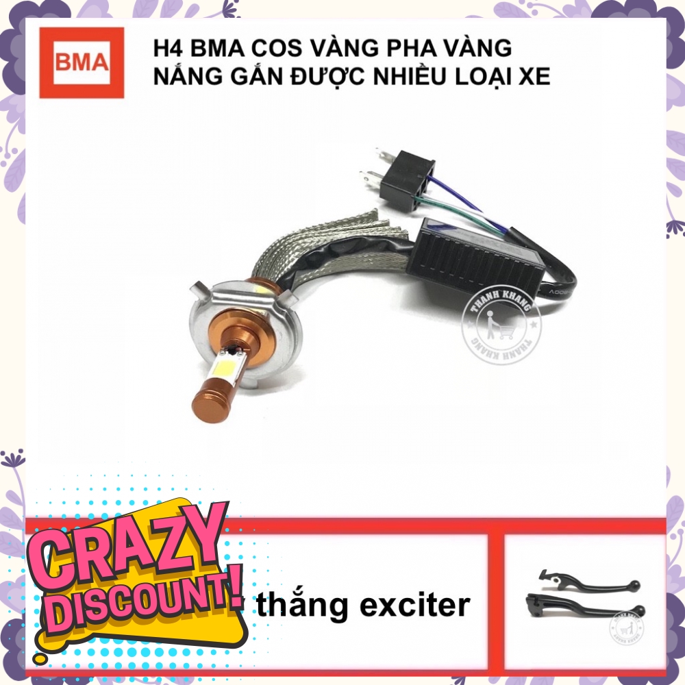 Đèn pha led H4 BMA cos vàng pha vàng nắng, gắn được nhiều loại xe, tăng cặp tay thắng ex 001000033 006001259 006001262