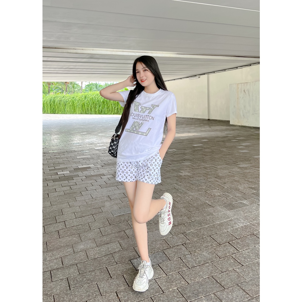 ĐỒ BỘ LV VNXK HỌA TIẾT TRẮNG ĐEN - COTTON 100% 4C FORM CHÂU ÂU