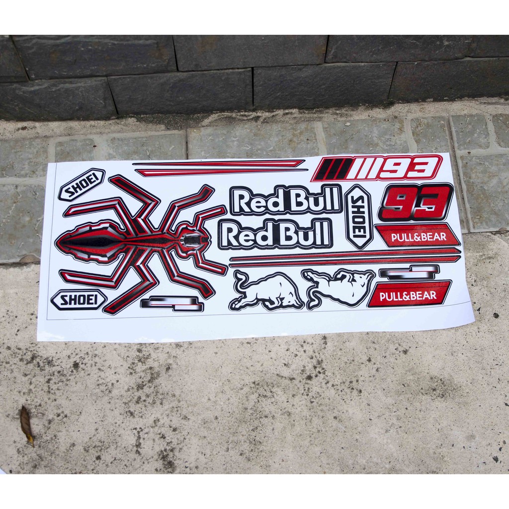 Tem Decal SHOEI RED BULL dán nón bảo hiểm fullface, laptop, máy tính