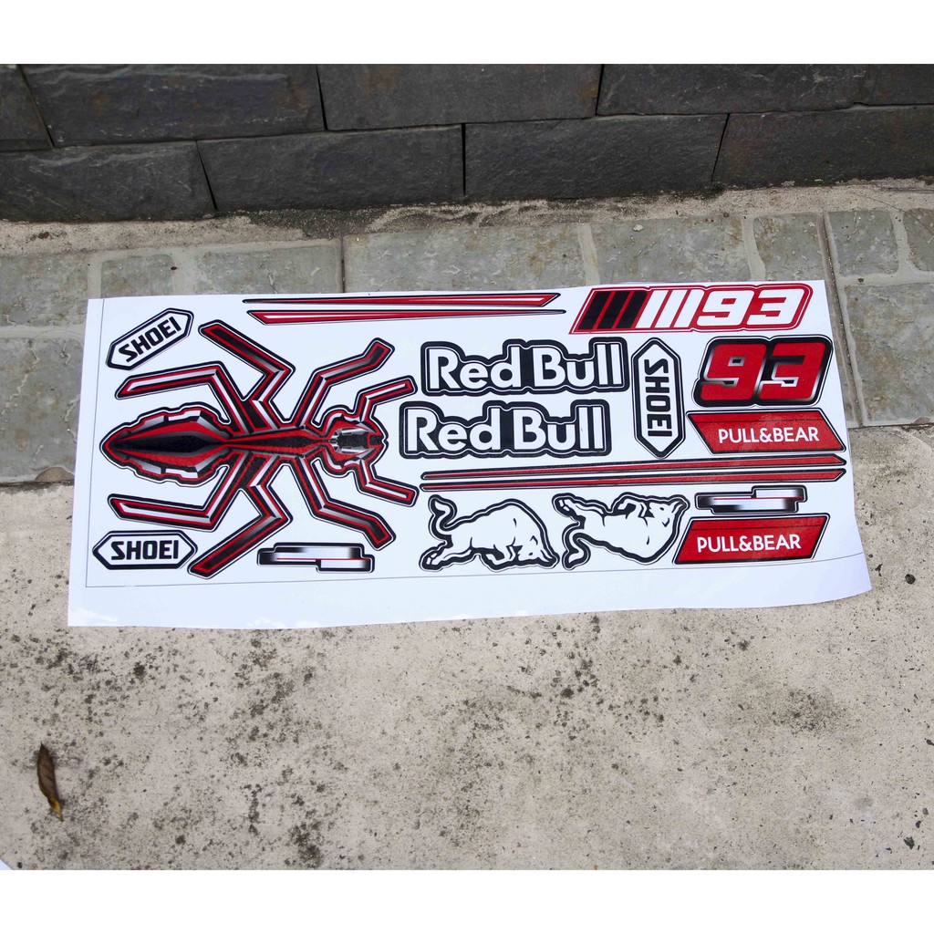 Tem Decal SHOEI RED BULL dán nón bảo hiểm fullface, laptop, máy tính