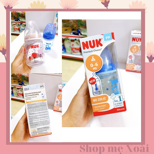 Bình sữa cảm biến nhiệt Nuk - 150ml cho bé (Shop mẹ Xoài nhập từ NPP Ánh Dương)