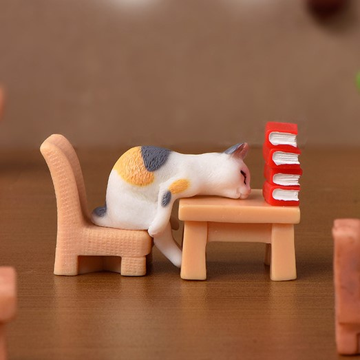 Tiểu cảnh mini mèo mướp dễ thương phụ kiện trang trí chậu cây sen đá,xương rồng,làm móc khóa,bánh kem,quà tặng sinh nhật