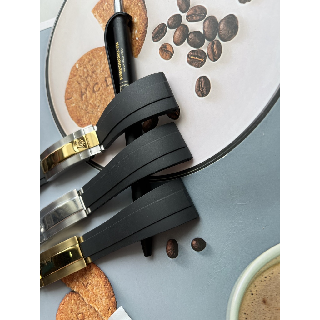 Dây Đồng Hồ ROLEX Cao Su Zin Đầu Bằng Size 20mm 21mm