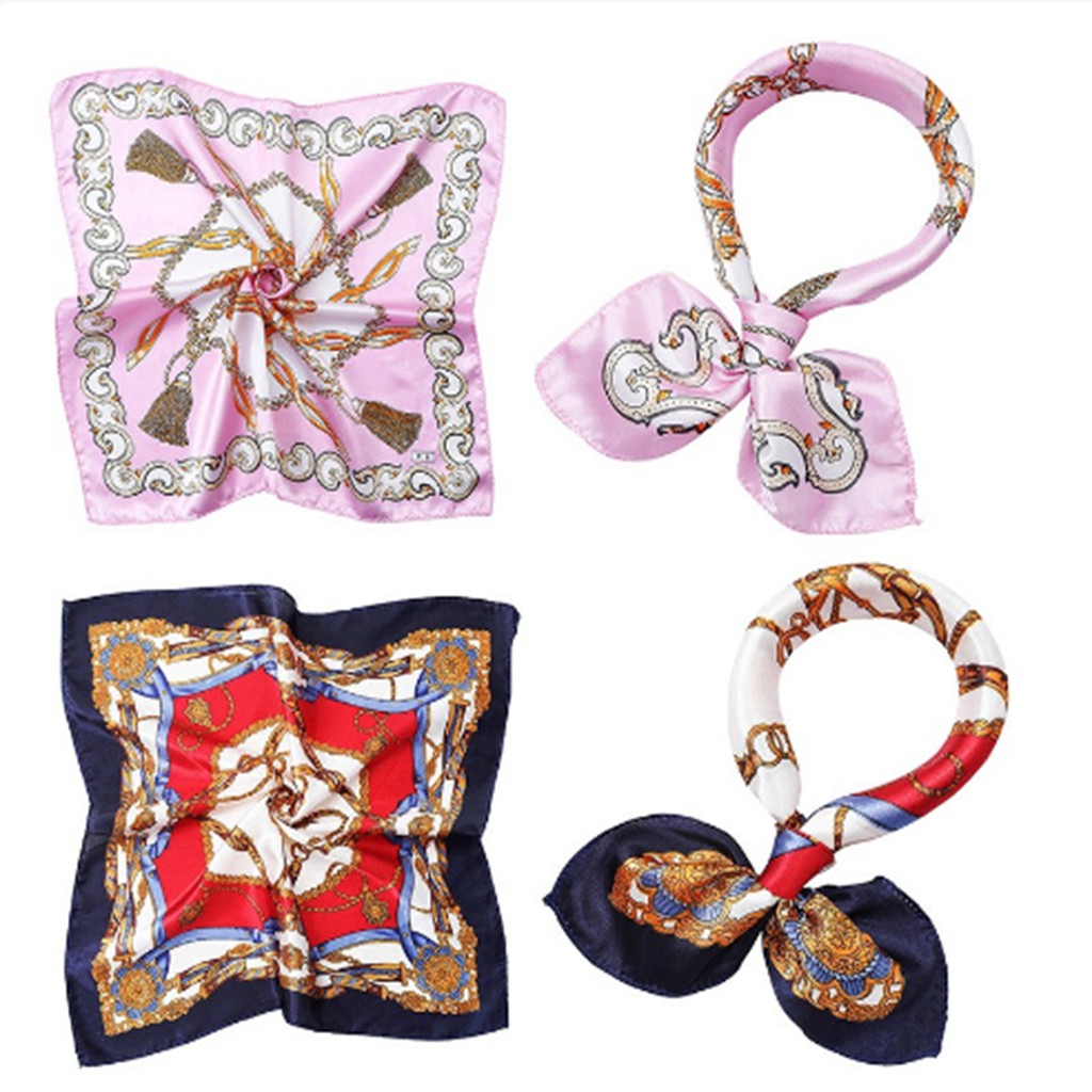 Khăn lụa satin mềm mại quàng cổ phong cách Bandana cổ điển thời trang cho nữ