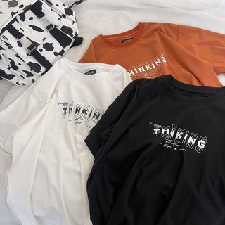 Áo thun tay lỡ in chữ THINKING nhiều màu ulzzang form rộng - Made by Fiin