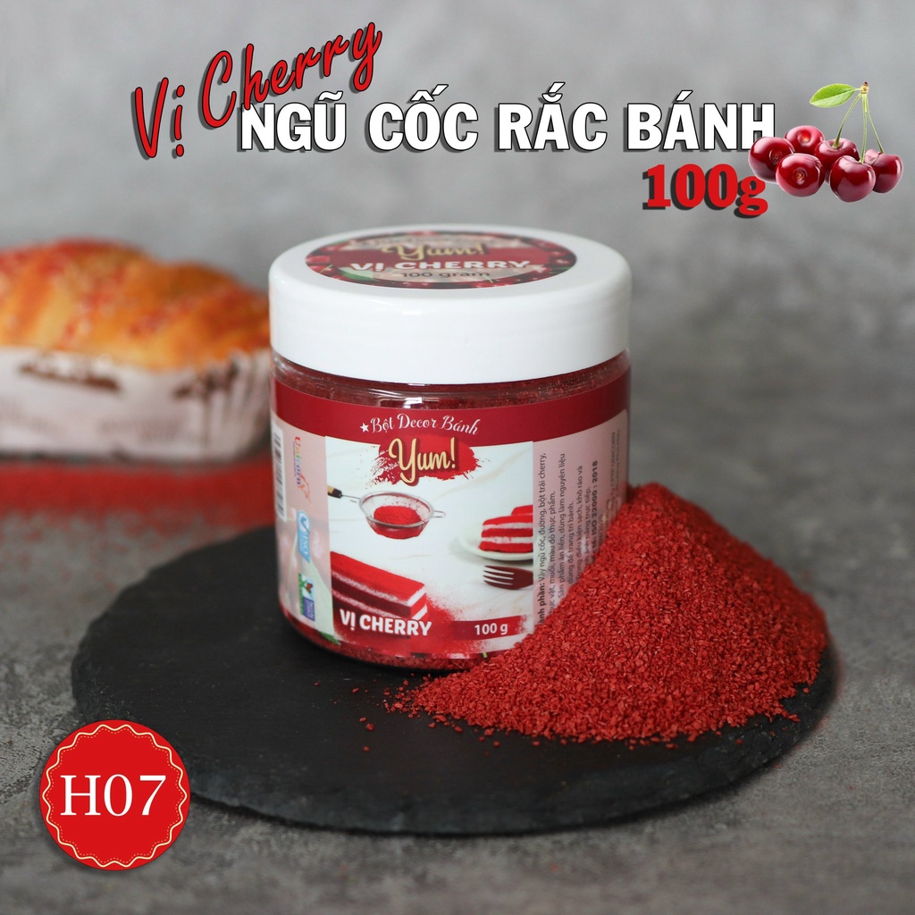 Bột Rắc Bánh Yum Vị Cherry Trang Trí Bánh Sinh Nhật - 100g