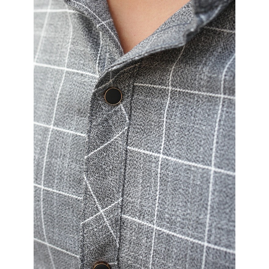 Áo sơ mi nam hàn quốc dài tay kẻ sọc đẹp cao cấp F8888 Màu xám Kẻ Đũi loại đẹp