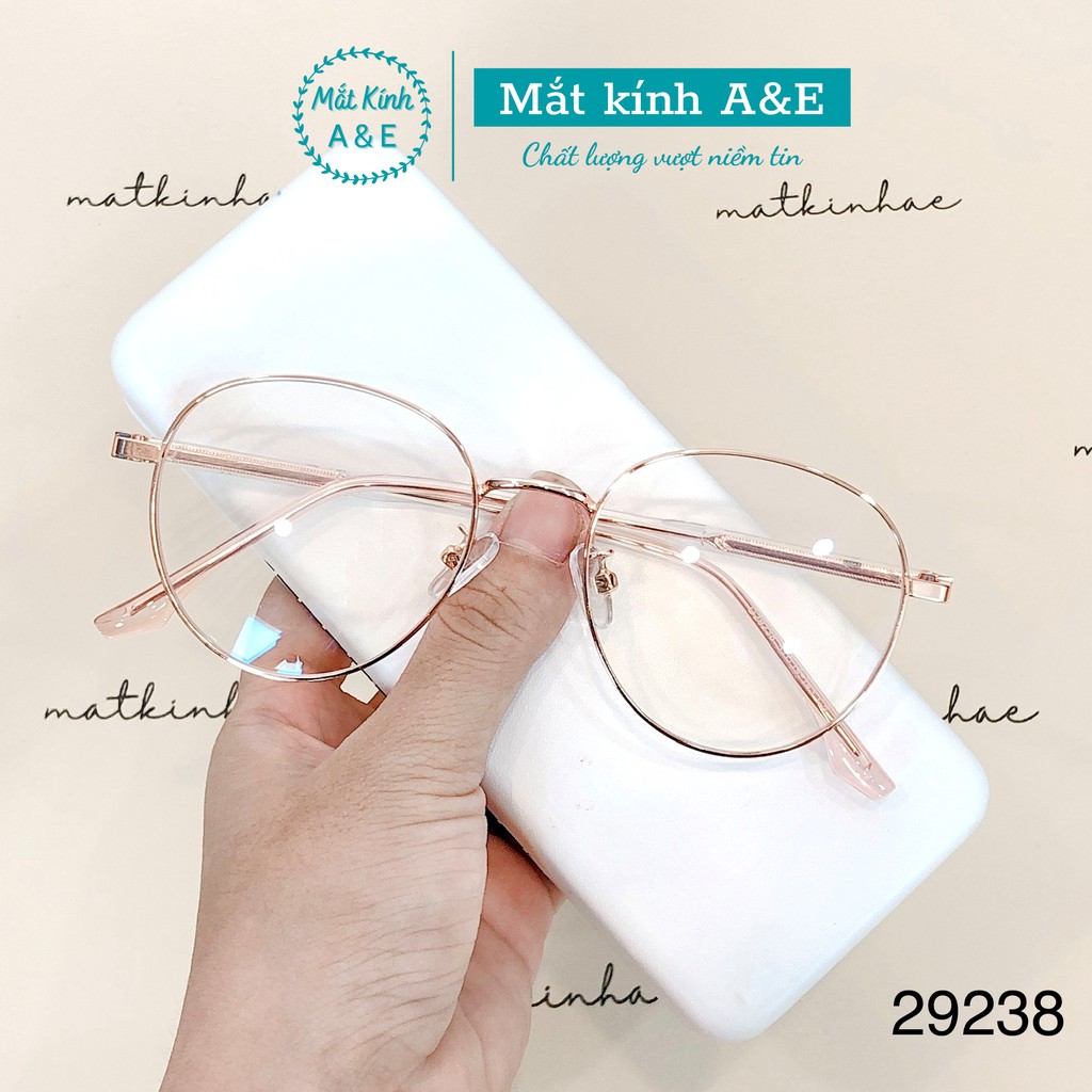 Kính mắt tròn nữ nam AMIE Eyewear gọng kính cận kim loại bọc nhựa giảm đau tai kiểu dáng trẻ trung cao cấp 29238