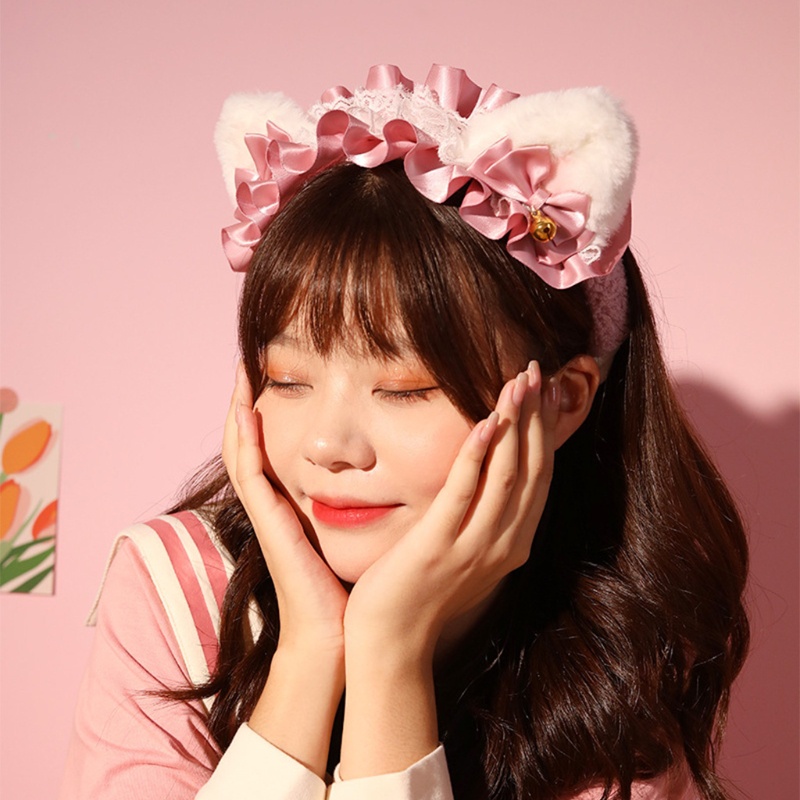 Băng Đô Tai Mèo Hoạt Hình Mềm Mại Chăm Sóc Da Cho Nữ