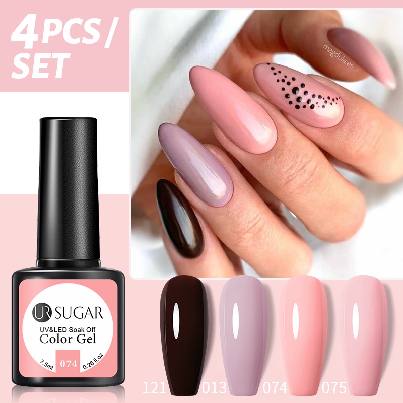 Set 4 chai sơn gel Ur Sugar màu sắc sáng bóng 7.5ml