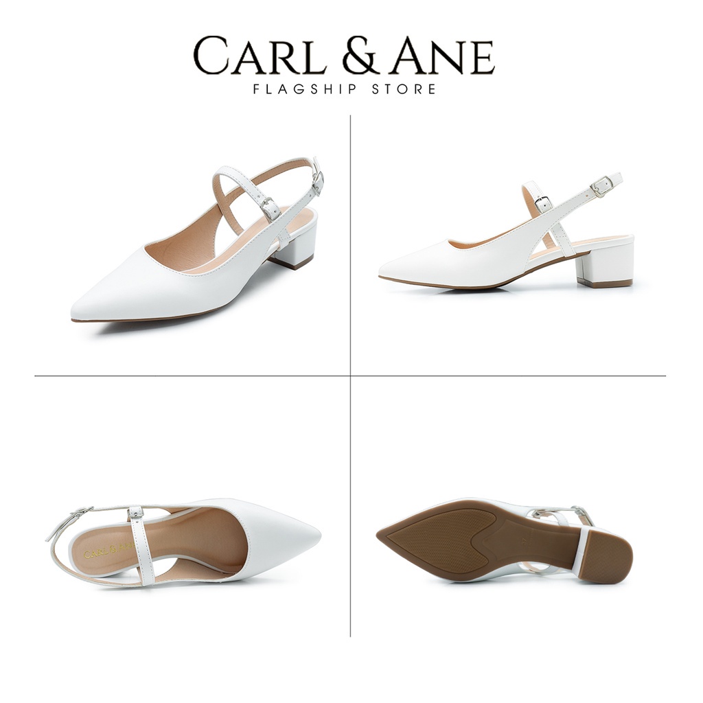 Carl & Ane - Giày cao gót Carl & Ane 2022 mũi nhọn kiểu dáng thanh lịch cao 3,5cm màu trắng - CL023