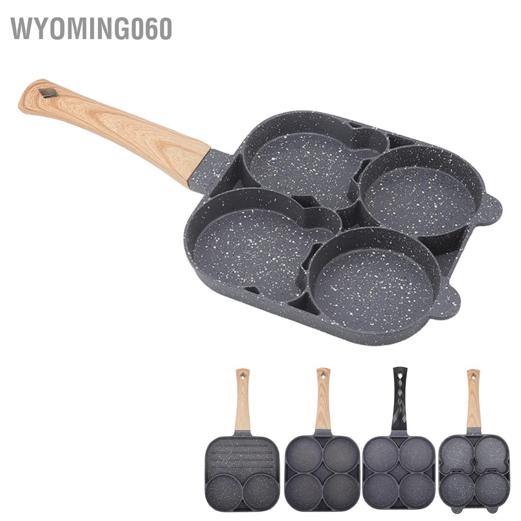 Wyoming060 Chảo chiên 4 lỗ chống dính chịu nhiệt trứng tráng cho bánh kếp Bánh mì kẹp thịt Phụ kiện nhà bếp