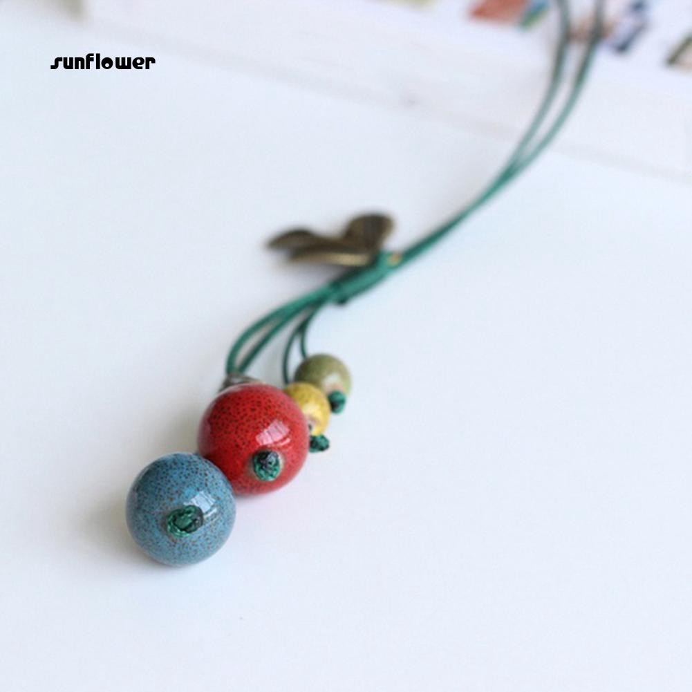 Vòng cổ Hạt Gốm Hình Lá Cho Nữ