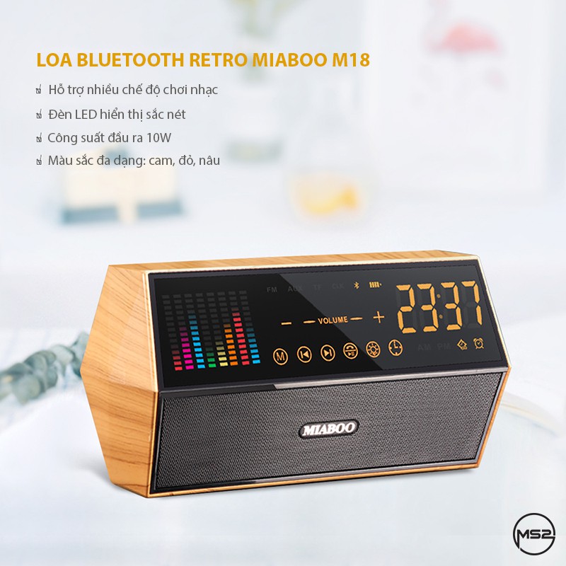 LOA BLUETOOTH KIÊM ĐỒNG HỒ BÁO THỨC MIABOO - M18