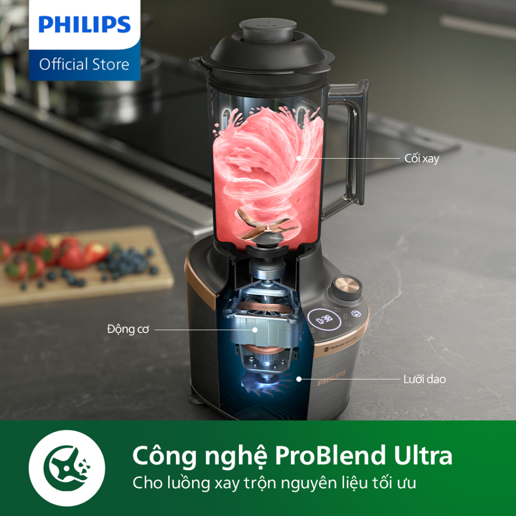 [Mã ELPLSBD06 giảm 10% đơn 1TR] Máy xay tốc độ cao có mô-đun máy ép trái cây Philips HR3770/00 Flip & Juice |1500W|1.8L