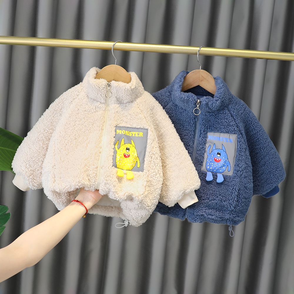 XẢ LẺ SIZE- Áo khoác lông cừu trần bông dày ấm cho bé trai và bé gái 6 tháng - 3 tuổi