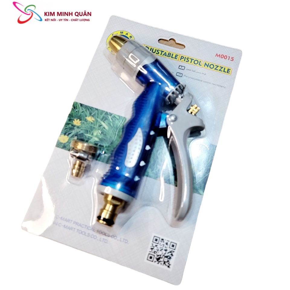 Súng Phun Nước 1 Tia Đầu Đồng ,Cốt Đồng , Đuôi Đồng + 2 Đầu Kết Nối Nước M0015 CMART