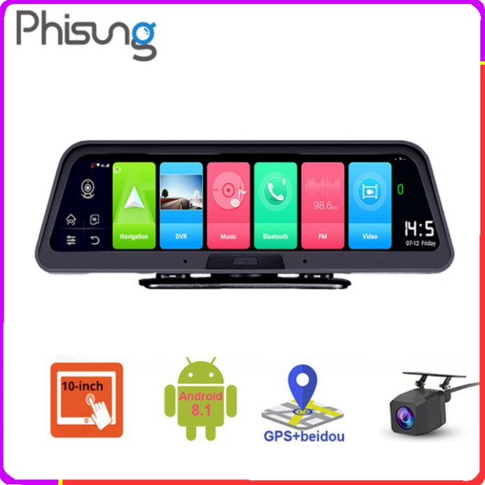 Sản Phẩm Camera hành trình đặt taplo ô tô cao cấp Phisung Q98 tích hợp 4G, Wifi, định vị GPS , android 8.1