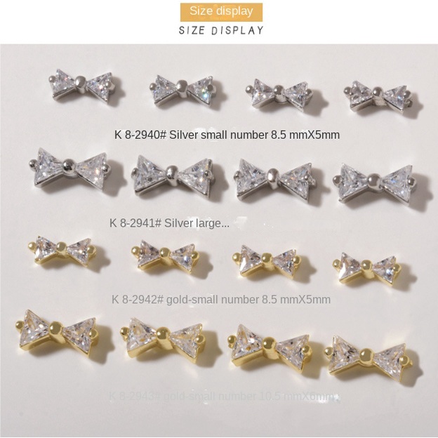 Trang sức móng tay zircon nơ đỏ ròng / Đa năng Đèn flash Siêu sáng Đồ trang sức nghệ thuật làm móng sang trọng /  Trang sức kim cương nghệ thuật móng tay