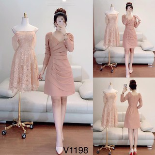 Đầm xòe màu nude thiết kế V1198 Mie Design kèm ảnh thật