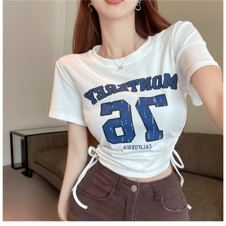 Áo thun croptop dây rút hai bên eo 76 GB  alohashop91
