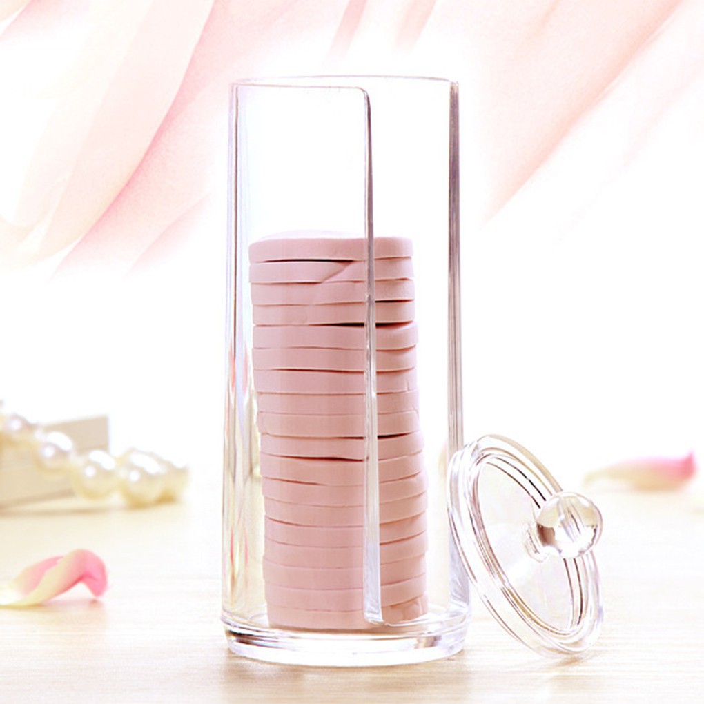 Hôp nhựa trong suốt đựng mút make up