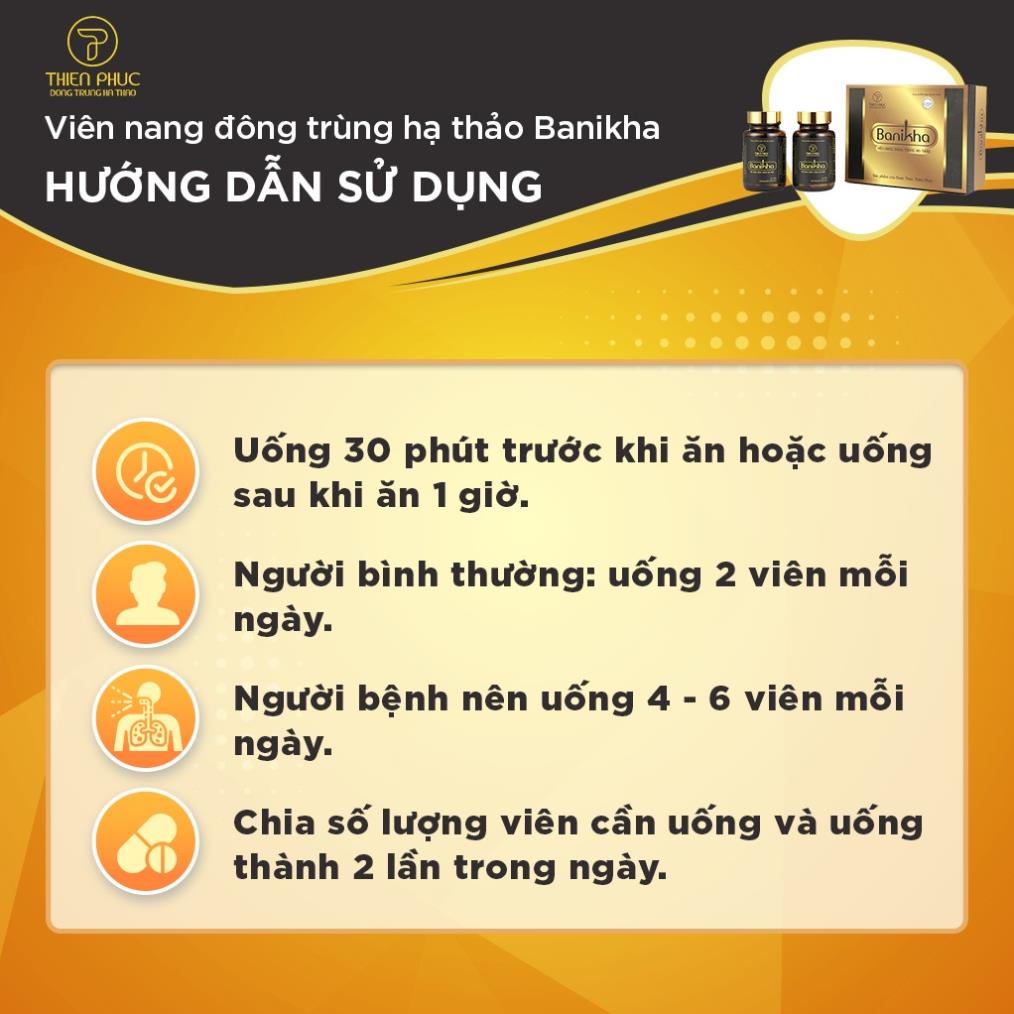 Đông trùng hạ thảo viên nang  banikha Thiên Phúc hộp 60 viên - Hỗ trợ bảo vệ sức khỏe
