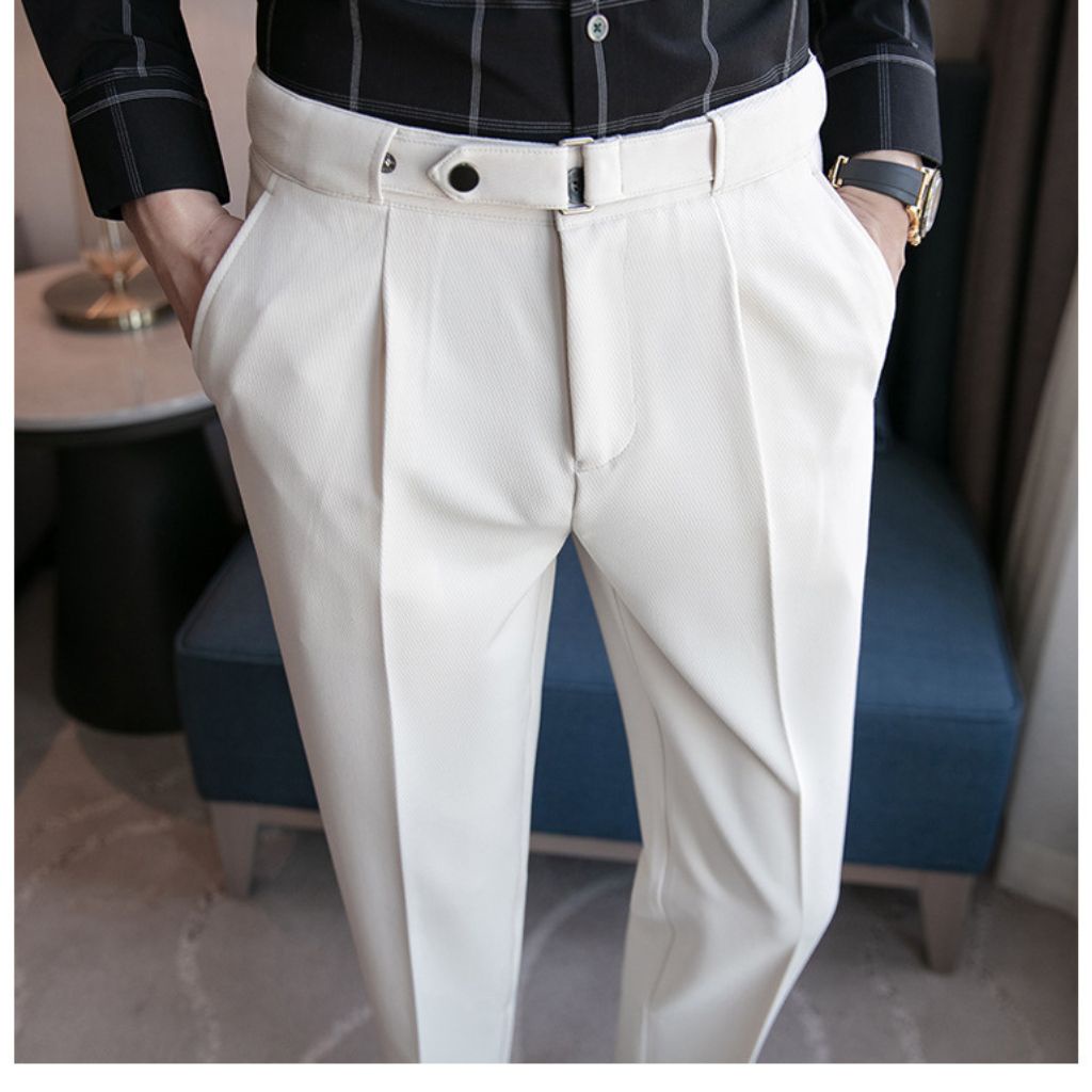 Quần âu nam có đai chỉnh eo Sidetab, quần cạp cao nam dáng baggy vải tuyết mưa CALAA FASHION QA02