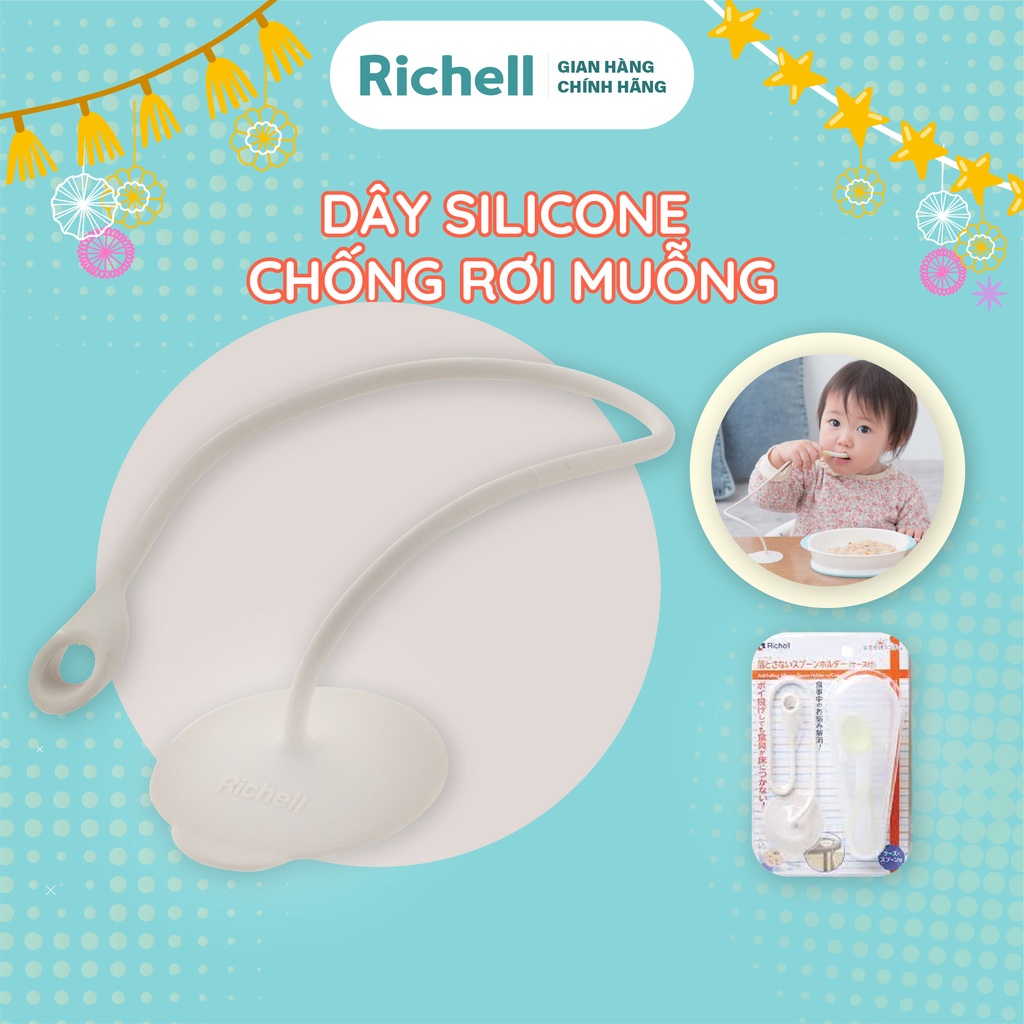 [GIẢM >50%]Dây silicone chống rơi muỗng kèm muỗng và hộp Richell Nhật Bản | Baby