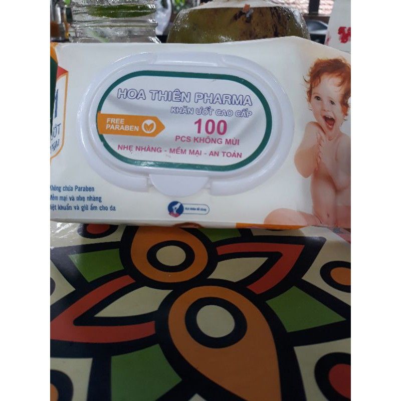 Khăn ướt Hoa Thiên 100 tờ Không mùi