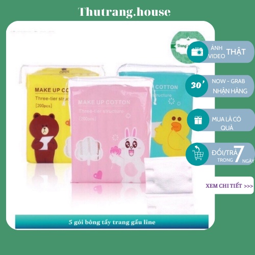 5 Gói Bông Tẩy Trang Trang Điểm Nhiều Lớp 100% cotton Dai Mịn Nâng Niu Da