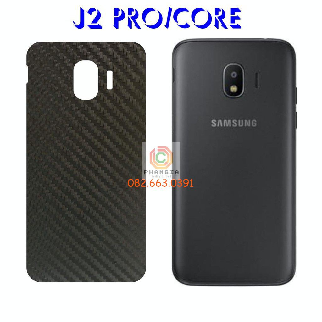 Miếng dán mặt lưng skin carbon Samsung Galaxy J2 Pro/ J2 Prime/ J2 Core/ J2 (2015)