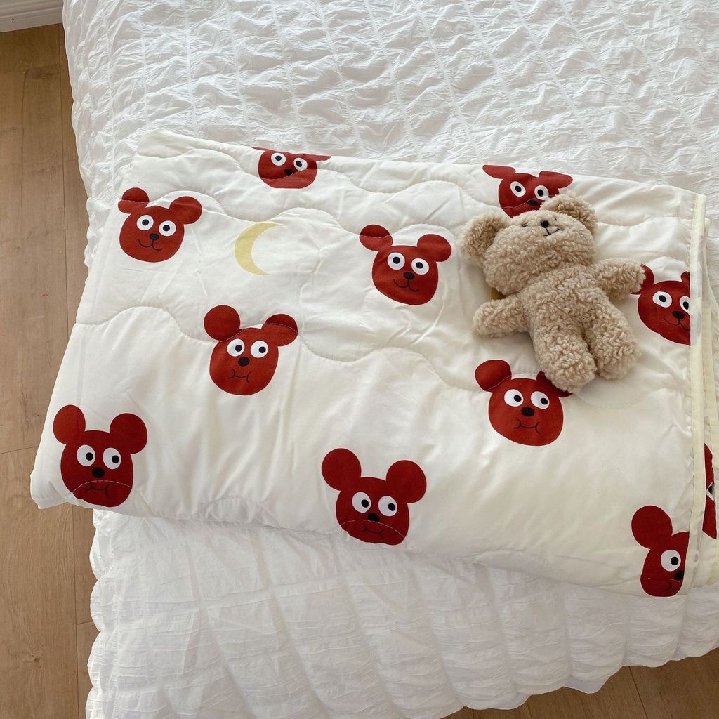 「【Messiya】ins cute cartoon moon bear bear head air conditioning quilt simple lunch break blanket student summer cool quilt