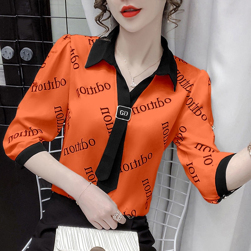 Áo Sơ Mi Chiffon Tay Dài In Họa Tiết Phong Cách Phương Tây Thời Trang Mùa Thu Mới Cho Nữ