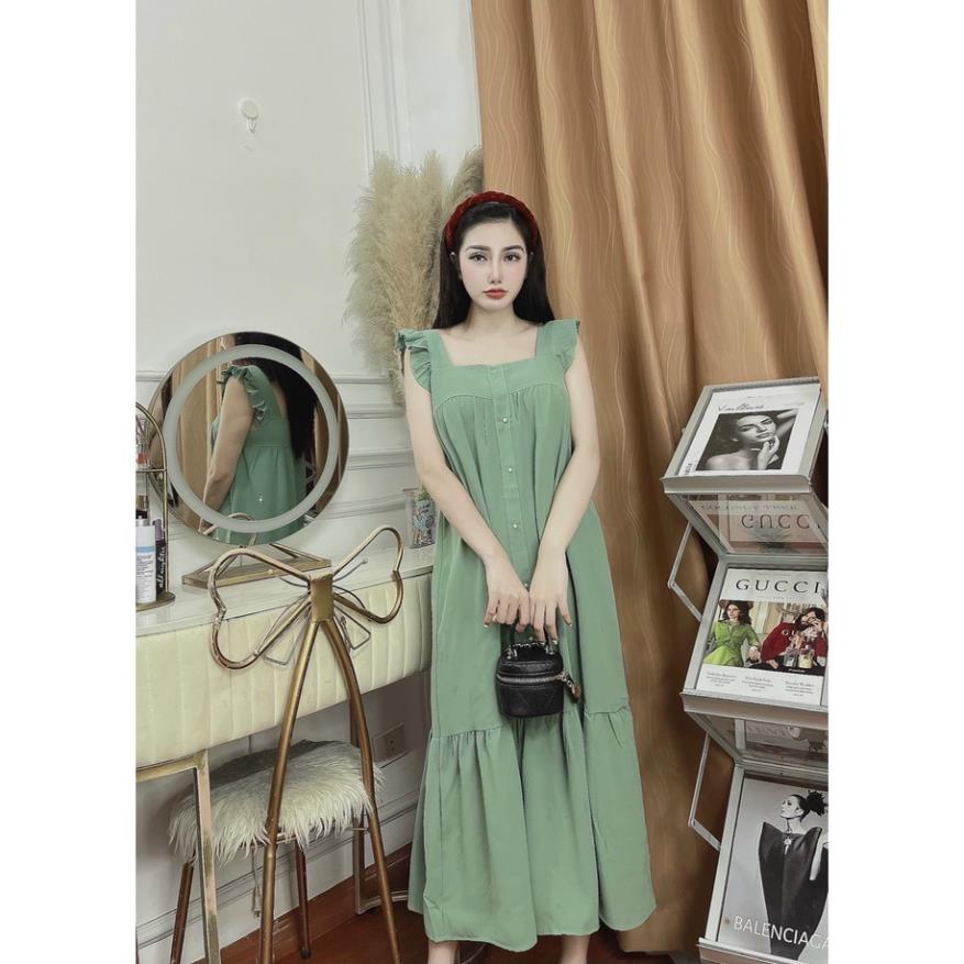 váy bầu chất lụa hàn cánh tiên sang chảnh thoải mái