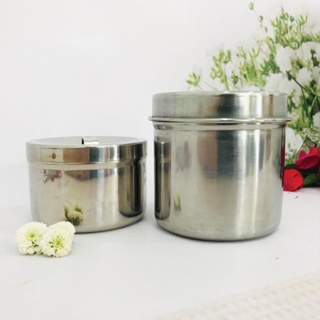 Hũ inox đựng bông Spa y tế