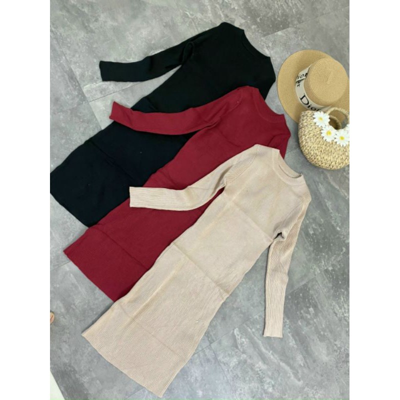 Váy len body dài tay cổ tròn dáng dài hot hit QC HÀNG SẴN | BigBuy360 - bigbuy360.vn