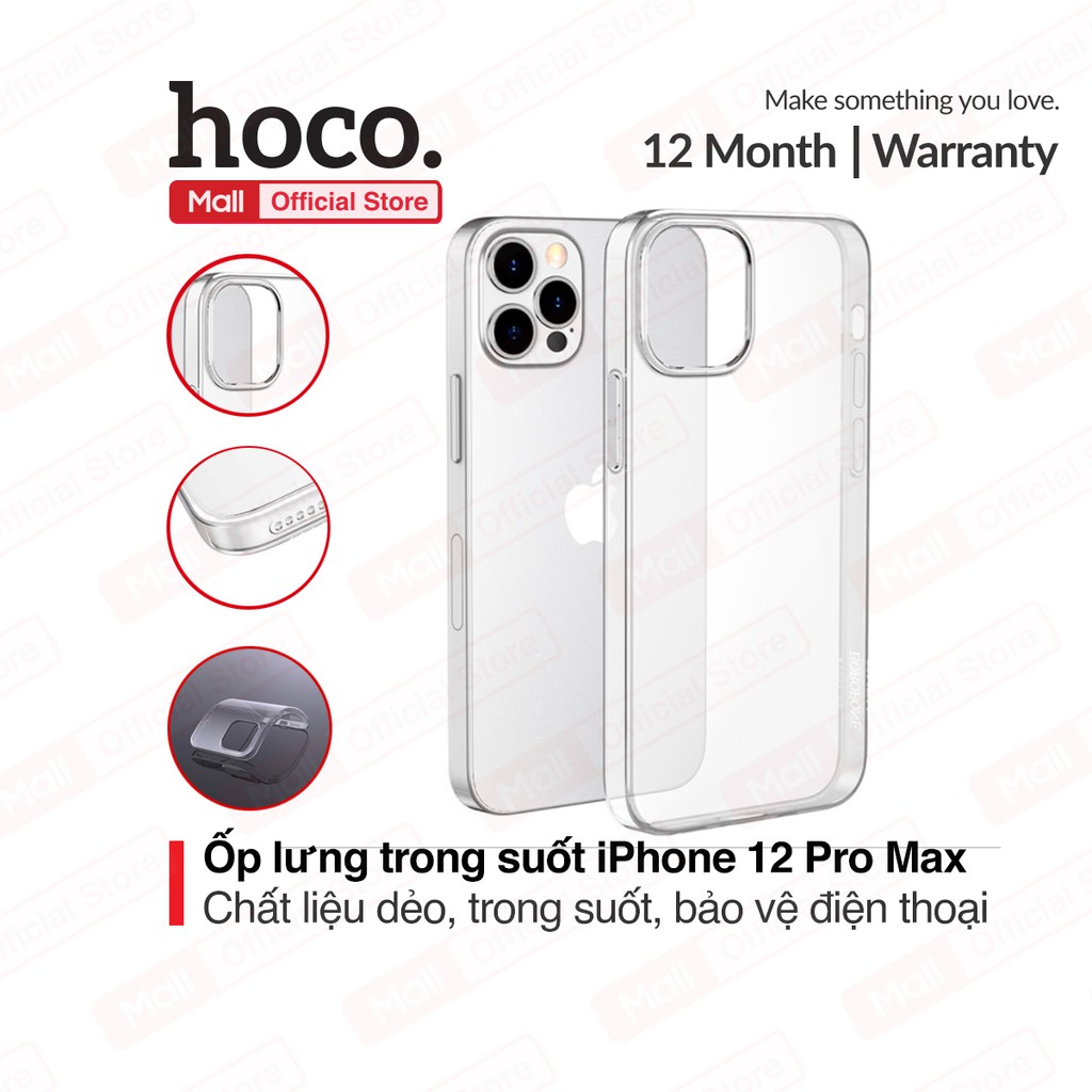 Ốp lưng trong suốt Hoco cho iPhone 12 Pro Max kích thước 6.7inch- Case Apple