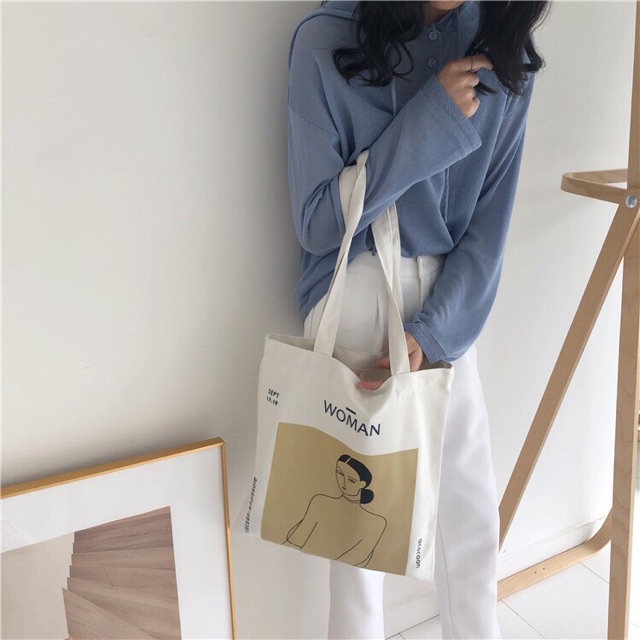 TÚI TOTE VINTAGE VẢI WOMAN STYLE ULZZANG