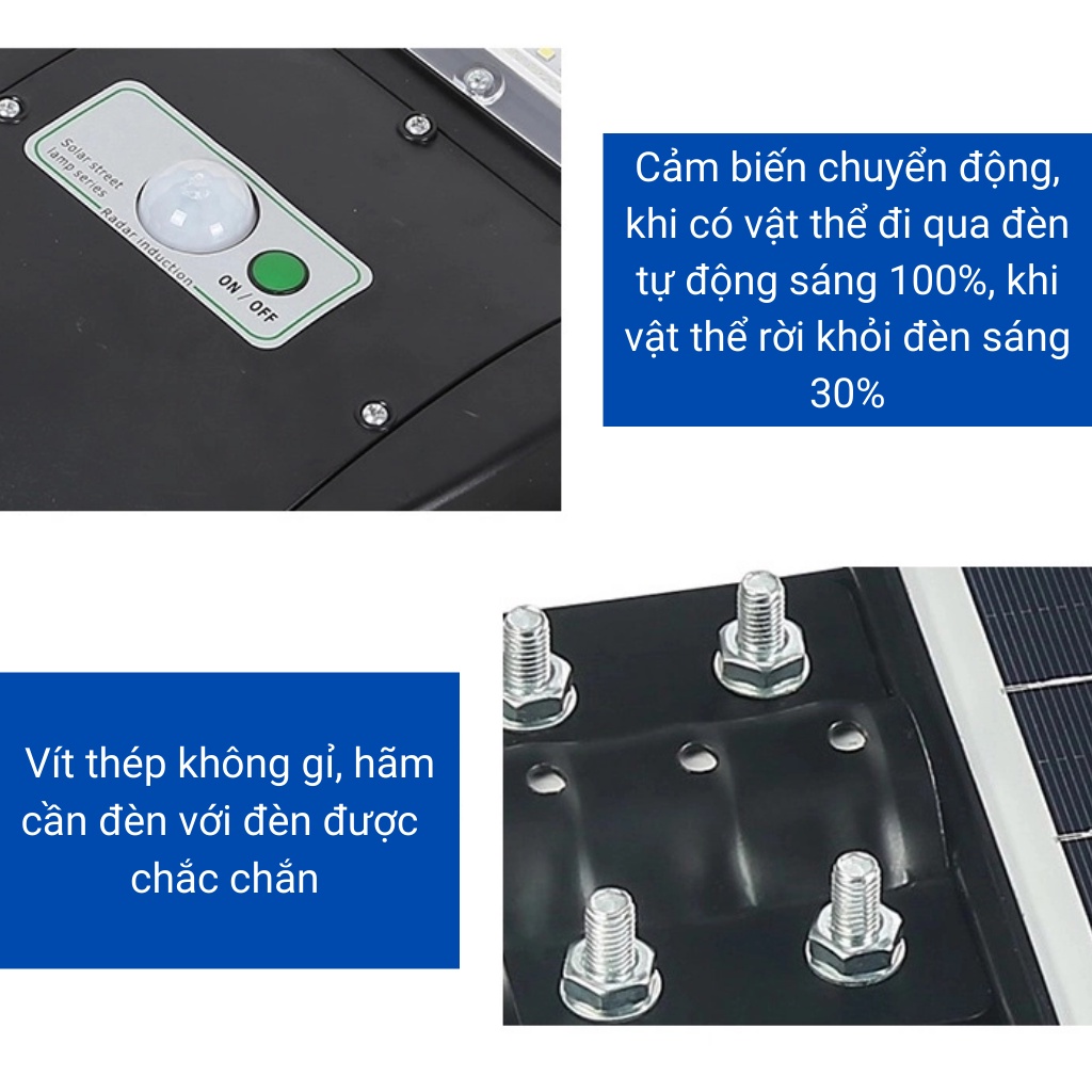 Đèn Năng Lượng Mặt Trời Liền Thể mới nhất 2022 công suất lớn 250W,350W, 1000 chip led Cảm Biến Chuyển Động,BH 2 năm