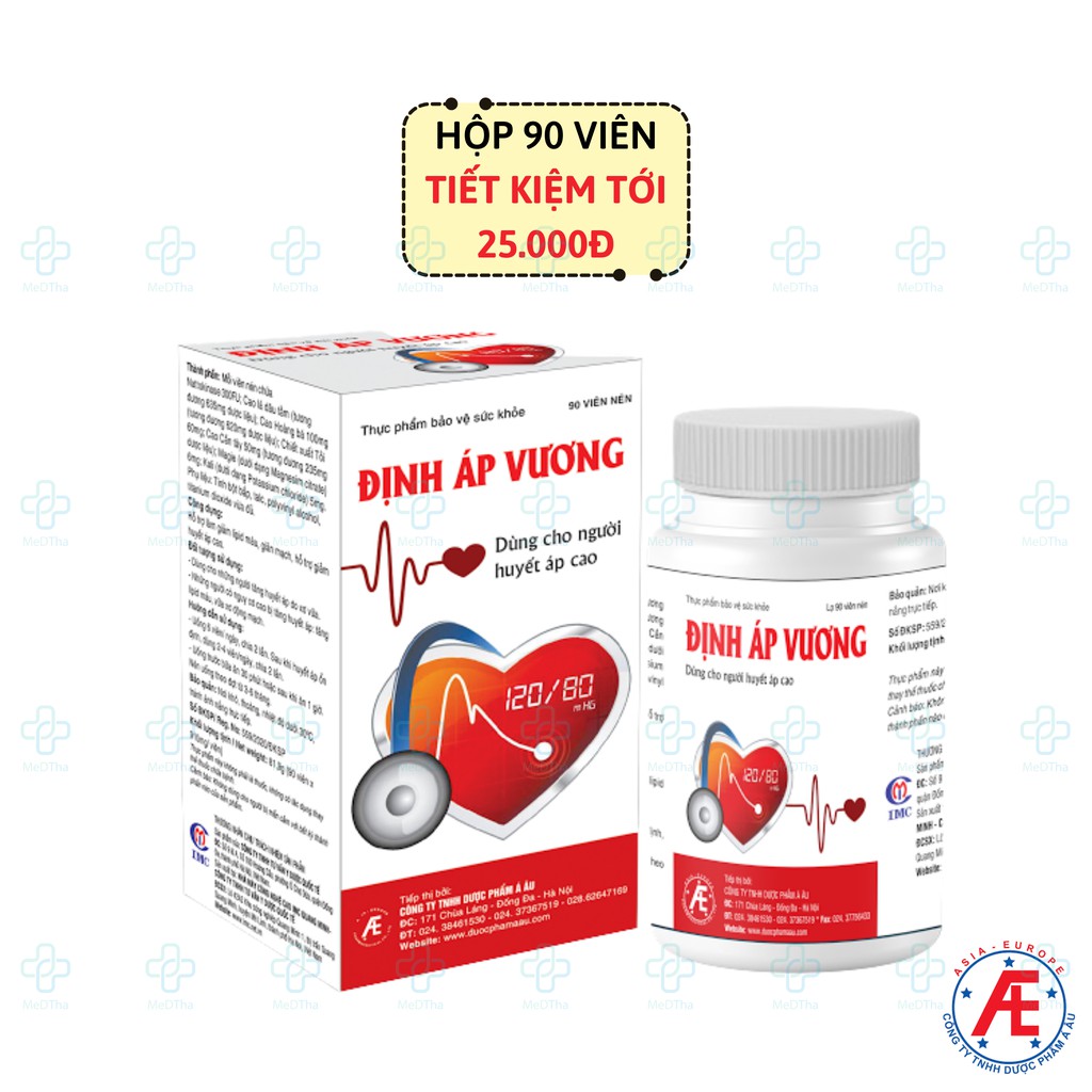 Định Áp Vương - Hỗ trợ Cao Huyết Áp, Tăng Lipid Máu, Đái Tháo Đường, Xơ Vữa Động Mạch, Béo Phì (90v / 180v) [Chính Hãng]