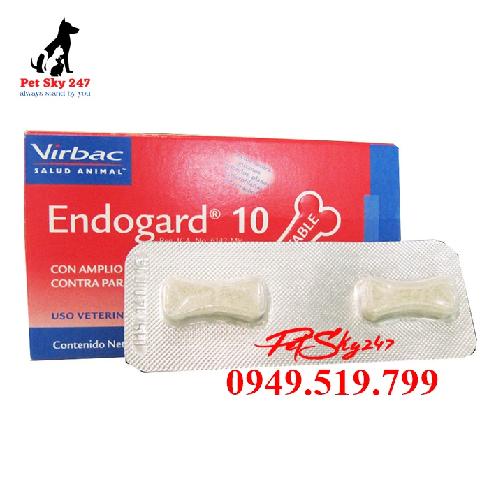 Viên Xổ Giun Tên Chó Virbac Endogard 1 Hộp 2 Viên