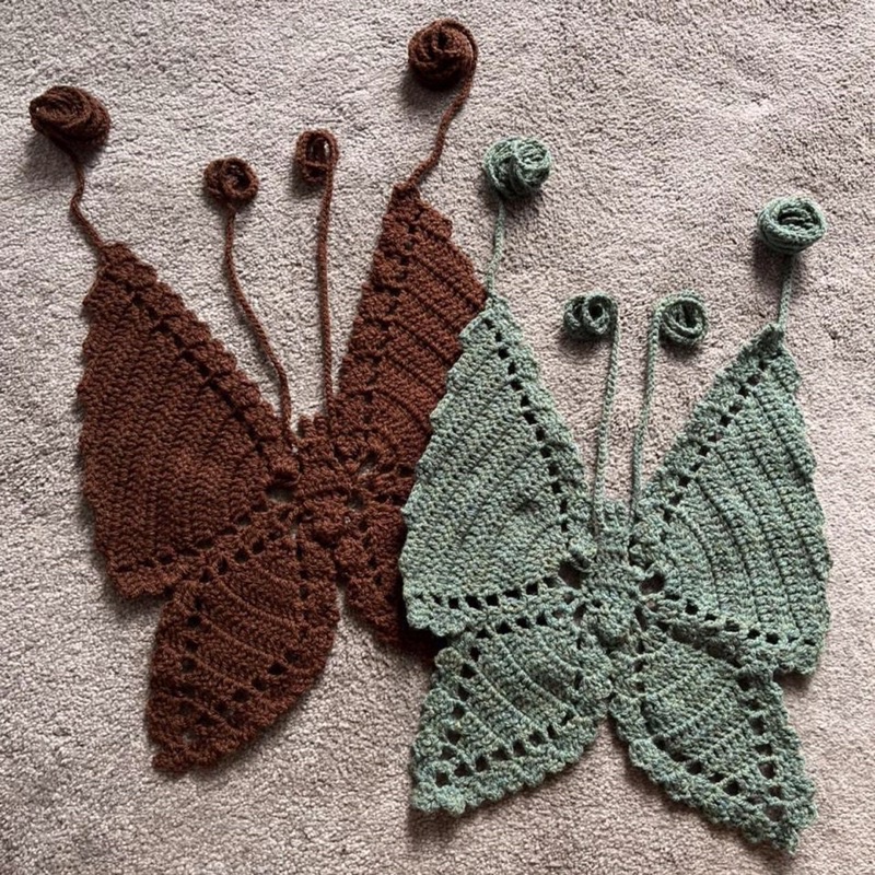 Butterfly Crochet Top - Áo len móc hình bươm bướm handmade